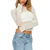 Women's T Shirts Women S Sexy Sheer Mesh Long Sleeve Crop Top Solid Color Slim Fit Tee Blouse Sweater Basic Clubwear