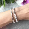 MG0961 6 mm mattrosa zebra jasper silverfärgpläterad pärlstav staplande armband läckra armband kvinnor läker kristaller jude313h