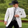 Vintage Western Tuxedos Cowboy Slim Fit Preto Noivo Terno Jantar de Casamento Terno Para Homens Terno de Baile 3 PeçasJaqueta Calças Colete261w