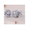 Stud Band New Crown Orecchino 925 Sterling Sier Cz Simated Diamonds Fidanzamento Beautif Jewelry Crystal Ear Rings Drop Delivery Orecchini Dhs1I