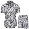 Мужские толстовки толстовок летние набор мужской шорты с цветочным принт гавайской рубашка и пляж одежда в одежде.