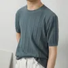 Men s T Shirts Korean Style Ice Silk Knitted T Shirt Summer Solid Color O Neck Top Pullover Fashion Men Short Sleeve Knitwear 230721