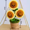 Decorative Flowers Faux Sunflower Jewelry Holder Crochet Bonsai Essential Oil Diffuser Handmade Potted Plants Table Decorations