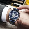 Нарученные часы Fashion Blue 2023 Случайный календарь кожаные ремешки для мужчин спортивные наручные часы Relogio Masculino Reloj para hombre herren uhr