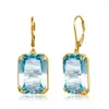 Stud Real Silver 925 Earring for Women Trend Aquamarine Earrings Gold Plated Anniversary Party Banquet Luxury Fine Jewelry Accessorie 230721