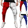 Calças masculinas masculinas esportivas casuais combinando com cores bolsos com cadarço calças leggings hip hop academia corrida jogging streetwear para