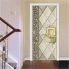 Adesivos de parede 3D alívio mulher porta para entrada quarto banheiro esculpido portão branco bola de ouro papel de parede decoração vinil design moderno 230720