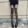 Women Socks Japanese Style JK Stockings Pantyhose Sexy Lace Mesh Fishnet Thigh High Tights Patchwork Sheer Girl Black