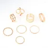 Cluster Rings 8pcs / set Bohemian Hollow Cross Set geometrico per le donne Color oro Open Joint Ring Party Wedding Jewelry Regali E840