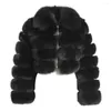 Women's Trench Coats S-2XL Mink Autumn Winter Fluffy Black Faux Coat Women Elegant Thick Warm Fur Jackets For 2023 Tops