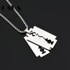 CARA Nieuwe goed gepolijst 316L rvs hip hop heren stijlvolle sieraden ketting 2 stuks scheermes hanger met 27 5 chain239B