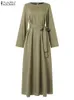 Roupas Étnicas ZANZEA Moda Abaya Hijab Vestido de Verão Feminino Vestido Muçulmano Outono Vestidos de Festa Sólidos Dubai Turquia Jilbab Roupas Islâmicas Kaftan 230721