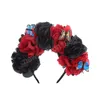 Exaggerated Halloween Hair Hoop Simulation Colorful Butterfly Big Red Peony Flower Headband Crown Festive Headpiece