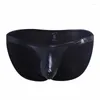 Cuecas que vendem roupas íntimas masculinas de couro envernizado cuecas masculinas gays sexy U convexo bolsa Hombre Jockstrap