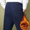 Мужские джинсы зима теплый классический стиль повседневный растяжение брюки Тверт