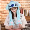 Großhandel Stich Cartoon Hase Ohr bewegen Hut hochspringen Spielzeug Kaninchen Mädchen Tier Plüsch Cosplay Kappe Kinder Party für Erwachsene Ohr bewegen Anime Hut