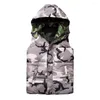 Hommes gilets rembourré hiver sans manches mâle chaud veste gilet Camouflage automne à capuche coton gilet vêtements d'extérieur fermeture éclair manteau épaissi