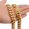 8mm 10mm 12mm 14mm 16mm Miami Cuban Link Chains Stainless Steel Necklaces CZ Box Lock Gold Chain for Men Hip Hop jewelry233d