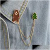 Pins Brooches Cute 3 Style Chain Tassel Brooch Astronaut Bear Wolf Collar Shirt Pin Jacket Denim Handbag Decor Drop Delivery Jewelry Dhdco