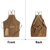 BBQ Canvas Apron Bib Leather Chef Kitchen for Women Men Barista Bartender Pockets Home Barber Cook Coffee Restaurant LJ200815299f