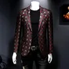 Мужские костюмы Blazers 2021 Осенний Slim Fit Blazer Мужские речь сцены. Стадия Caual Suats Silver Burgundy Green Groom Wedding261O