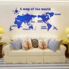 Wall Stickers World Map 3D Acrylic Threedimensional Mirror Bedroom Office Background Decoration 230720