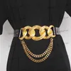 Ceinture de styliste classique de luxe en cuir de vache pour femmes, bouton en cuivre, chaîne de tête, robe polyvalente, jupe, décoration pour femmes, taille 236V