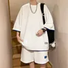 Męskie dresy gmixder letnie sporty 2PCS Suits Men Women Hongkong Style PatchDesign TrackSuits Boys Hip Hop Loose Waffle Casual Set 230720