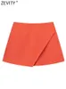 Vrouwen Shorts ZEVITY Vrouwen Mode Snoep Kleuren Asymmetrische Slanke Rokken Dames Side Rits Chic Pantalone Cortos QUN3217 230720