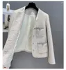 Kadın Ceketleri 2023 Sonbahar Moda Yüksek Kaliteli Cepleri Zarif O boyun tüvit ceket F049