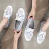 Dress Shoes fringe pandent genuine leather flat shoes woman round toe cutout silver moccasins spring summer tassel cowhide loafers women L230721