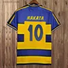 Fãs tops tees 1998 1999 2000 Parma calcio mens de futebol de futebol crespo cannavaro baggio asprilla home amarelo blue futebol camisa de manga curta de manga curta uniformes