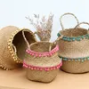 Storage Baskets Home Foldable Natural Seaweed Woven Basket Household Toy Rattan Wicker Decorative Laundry