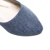 Dress Shoes TIMETANG New Women Soft Denim Flats Blue Fashion High Quality Basic Pointy Toe Ballerina Ballet Flat Slip On Office Shoes L230721