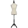 Female Mannequin Torso Dress Form Display W Black Tripod Stand Designer Pattern222C