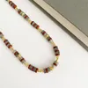 Chaînes faites à la main pierre naturelle gris Labradorite perles rouges collier pour femmes vacances d'été bijoux Design Unique goutte