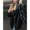 Women's Leather Cool Street-style Oversize Suit Jacket For Women In Spring Autumn Featuring PU Loose Fit Chic Moto Style