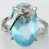 Jewelryr Jade Ring intero cielo blu Zirconia fiore argento placcato fiore anello di cristallo # 7 8 9 309E