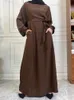 Robes Décontractées De Base Selle Style Simple Robes Marocaines Caftan Turquie Couleur Unie Golfe Abayas Femmes Islamiques Robe Longue Musulman Robe Saoudienne Ramadan 230720