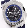 26407 Quartz Chronograph Mens Watch Blue Inner Skeleton Dial Stopwatch Titanium Steel Case Blue Rubber Luxury Watches 2022 SwissTi271J