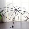 Руководство для зонтиков EVA Transparent Print Umbrella Tower 8k перспектива Три складывания дождевых инструментов для женщин белый черный