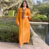 Basic Casual Dresses Siskakia Fashion Muslim Women Clothing Ethnic Orange Hooded Hijab Dress Moroccan Kaftan Dubai Turkey Arab Oman Robe Tassel 230720