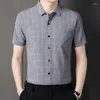 Mannen Casual Shirts Mannelijke Kleding Turn-down Kraag Zakken Afdrukken Single Breasted Korte Mouw Mannen Slanke Zakelijke Tops En blouses 2023