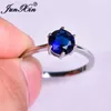 Wedding Rings JUNXIN Multicolor Stone Rainbow Fire Birthstone For Women 925 Sterling Silver Filled Purple Blue Zircon Thin Ring259W