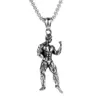 Strong Man Dumbbell Pendant Necklace Stainless Steel Chain Muscle Men Sport GiftFitness Hip Hop Gym Jewelry For Male Necklaces255h