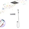 Luxury Bluetooth Music Shower Set Concealed Ceiling LED Rainfall Waterfall Massage Showerhead Thermostatic Diverter Valve 16 Inch 310l