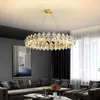 Chandeliers Lampshade LED Ceiling Lighting Fixtures Large Pendant Lamp For Restaurant Bar Luxury Long K9 Crystal Dining Chandelier