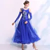 Vêtements de scène danse moderne salle de bal robe valse costume compétition Performance vêtements une pièce gracieux strass MQ297