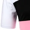 MEN S POLOS MEN Tシャツ半袖ポロシャツスプライシングコントラスト都市ビジネスカジュアルファッションラペルリブトップ230720