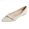 Klänningskor Kvinnor lägenheter pekade tå Beige Lady Flat Heel Shoes Bowknot Slip On Loafers Office Lady Elegant Shoes Soft Sole bekväm 31-45 L230721